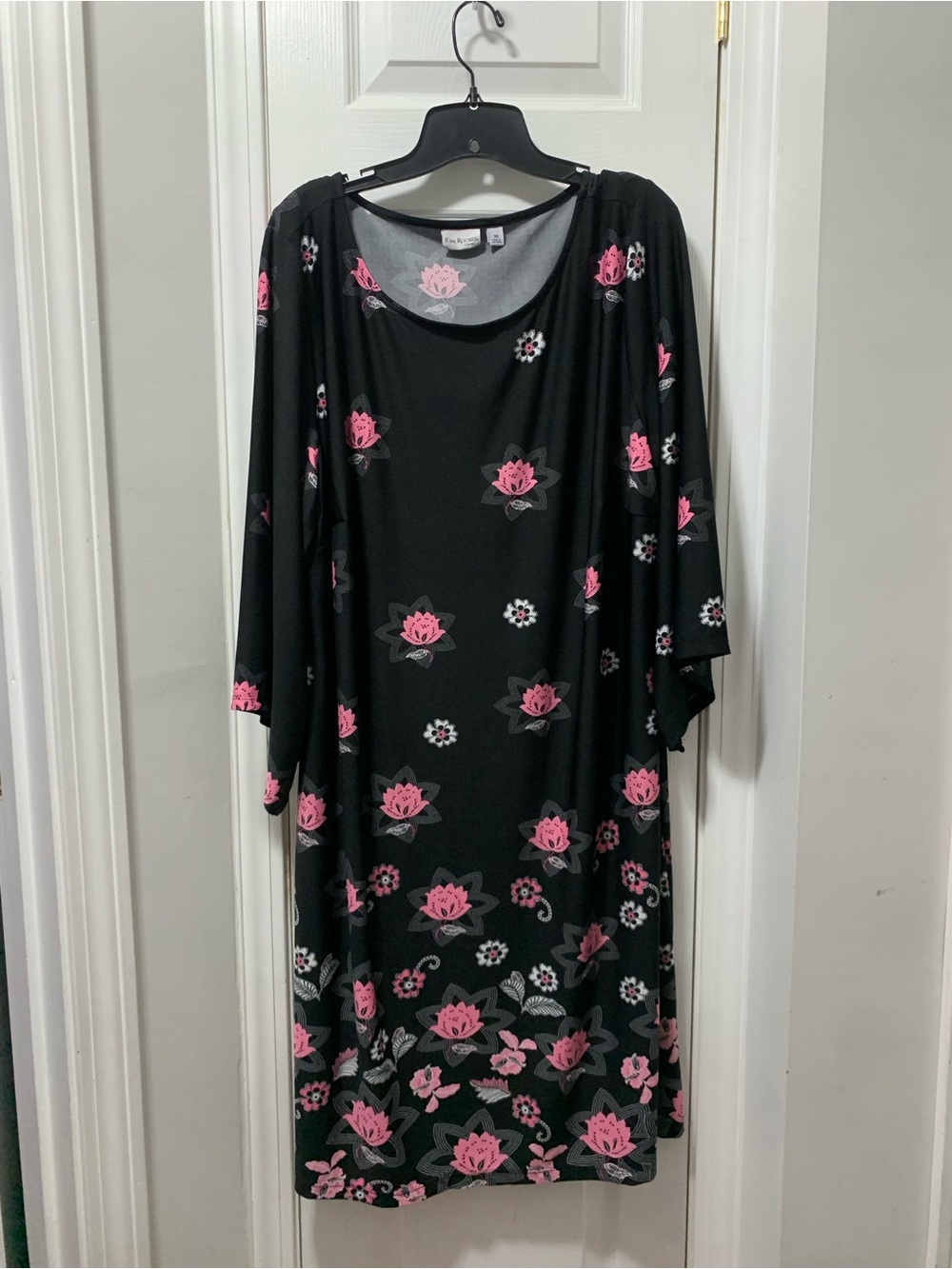 Kim Rogers Black Dress with Pink Floral Print